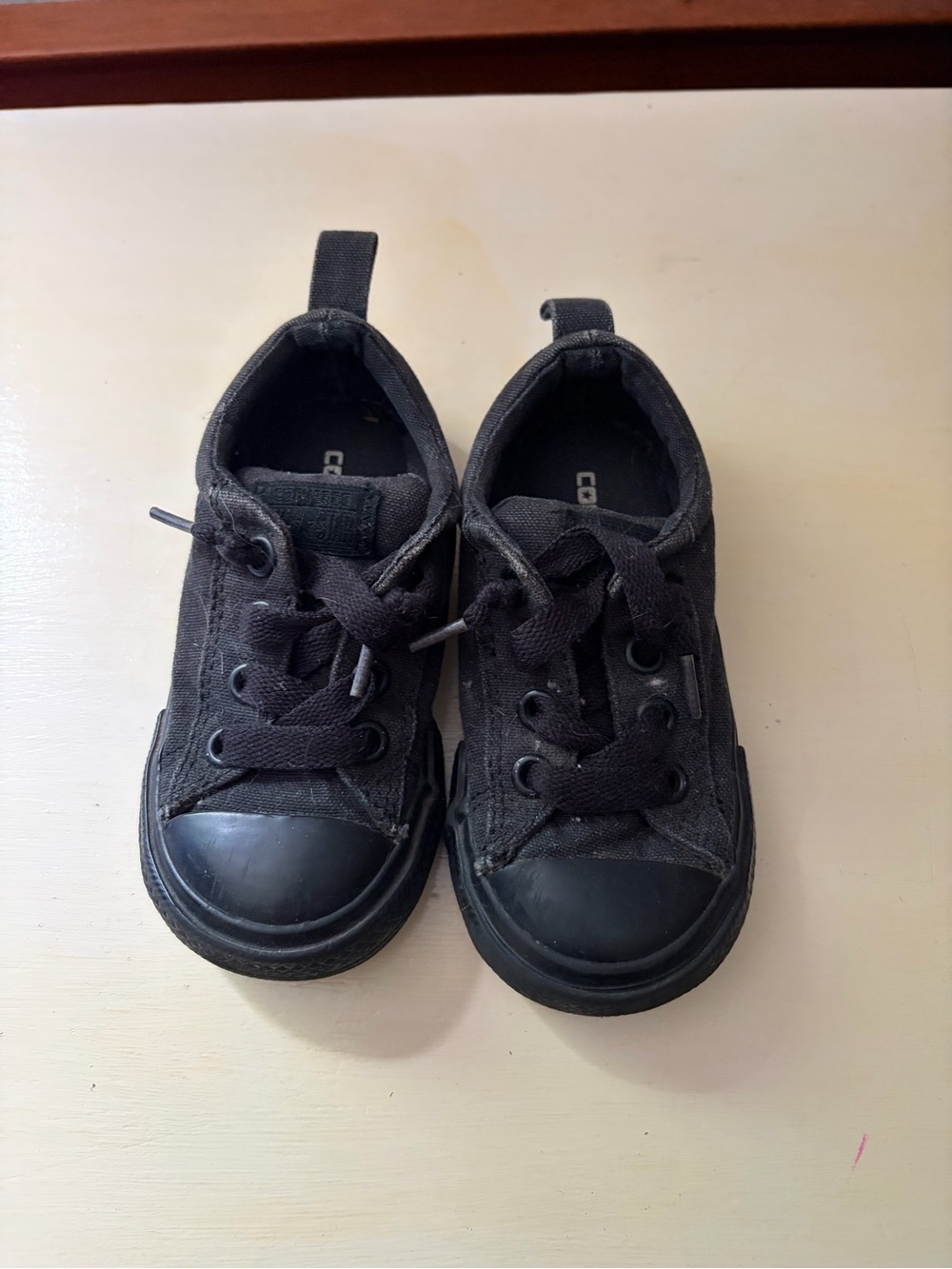 Kids Black Converse Canvas Lace-Up Sneakers